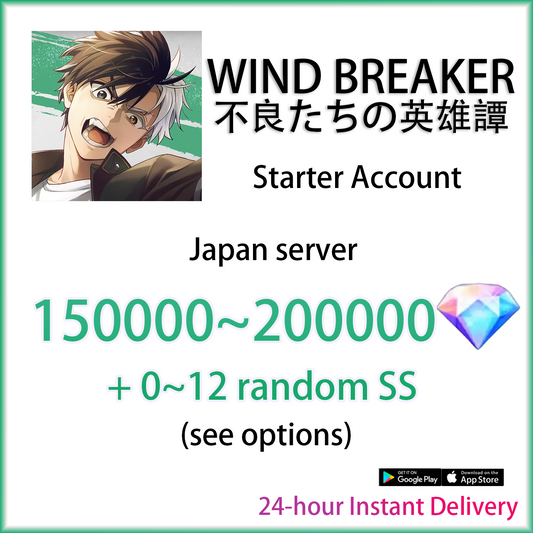 [JP] [INSTANT] 158000+ Gems + SS | Wind Breaker Rebel Heroes Japan Starter Account (see options)-Mobile Games Starter