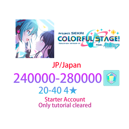 [JP] [INSTANT] 240-280K gems, 20~40 4* Project Sekai Colorful Stage Feat. Hatsune Miku Starter Account (see options)-Mobile Games Starter