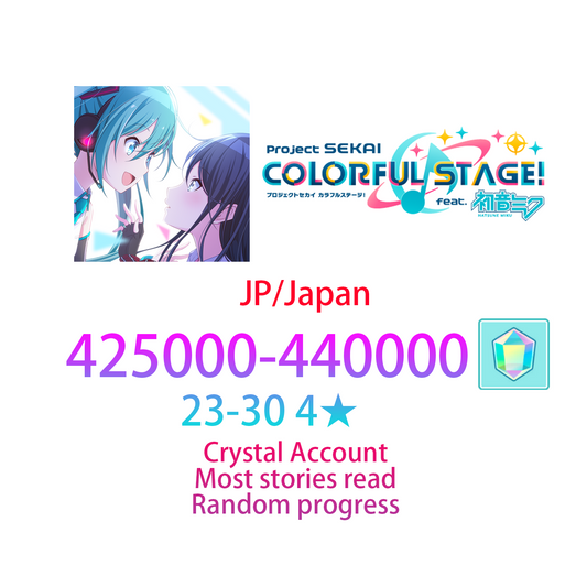 [JP] [INSTANT] 425000-440000 gems + 23-30 4★ Project Sekai Colorful Stage Feat. Hatsune Miku Crystal Account (see options)-Mobile Games Starter
