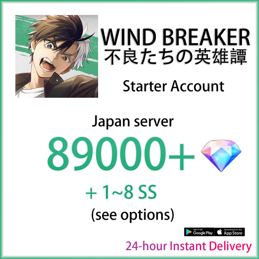 [JP] [INSTANT] 89000+ Gems | Wind Breaker Rebel Heroes Japan Starter Account (see options)-Mobile Games Starter