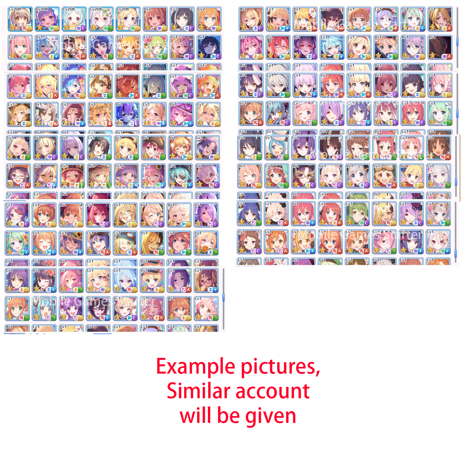 [JP] Priconne 80~100 x 3★ + 70000~120000 Jewels Resource Starter Account Princess Connect Re:Dive-Mobile Games Starter