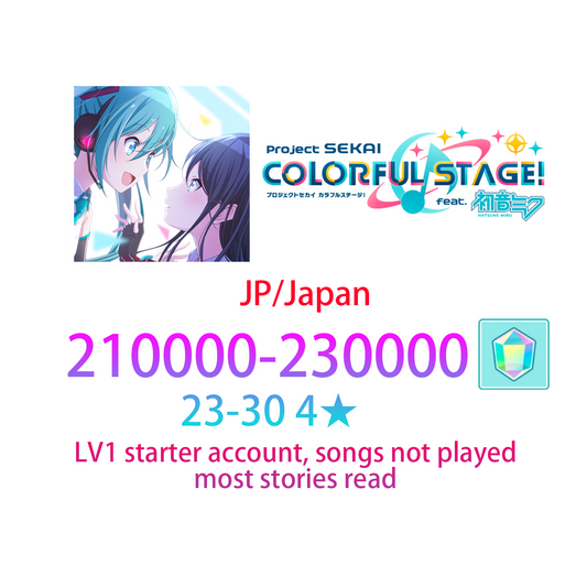 [JP server] [INSTANT] 210-230K gems, 23-30 4* Project Sekai Colorful Stage Feat. Hatsune Miku Starter Account-Mobile Games Starter