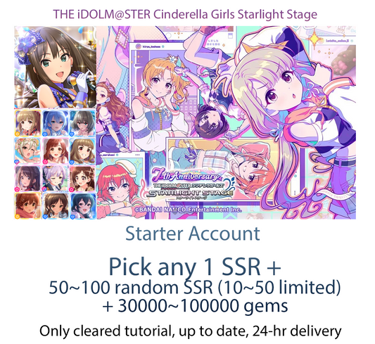 [JP] SSR CUSTOM Idolmaster Cinderella Girls Starlight Stage iDOLM@STER Deresute Starter Account-Mobile Games Starter