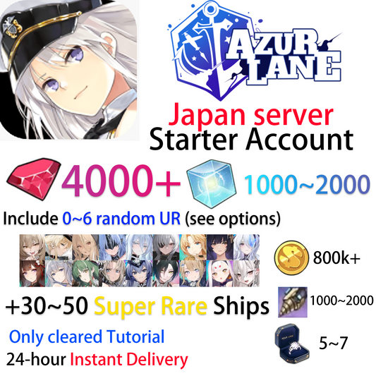 [JP][INSTANT] 0~6 UR + gems cubes AL Japan Starter Account (see options)-Mobile Games Starter