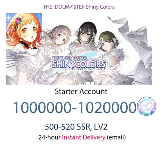 [JP][INSTANT] 1,000,000-1,020,000 Feather Jewels + 500-520 SSR Idolmaster Shiny Colors iDOLM@STER Shanimasu Shinymas Gems Starter Account-Mobile Games Starter