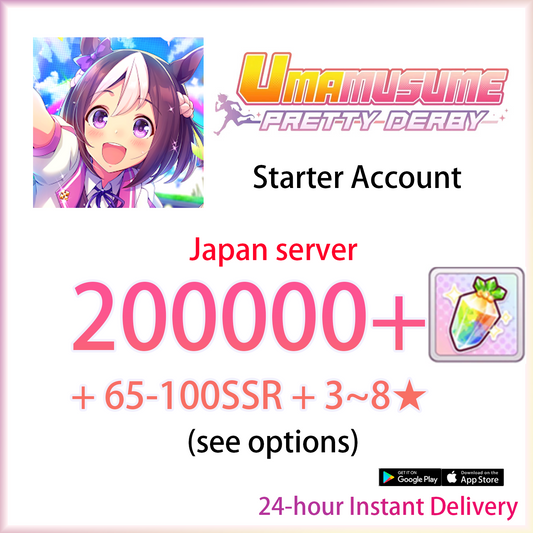 [JP][INSTANT] 200000 Carats + 65~100 SSR + 3~8 3★ | Umamusume Pretty Derby Starter Account (see options)-Mobile Games Starter