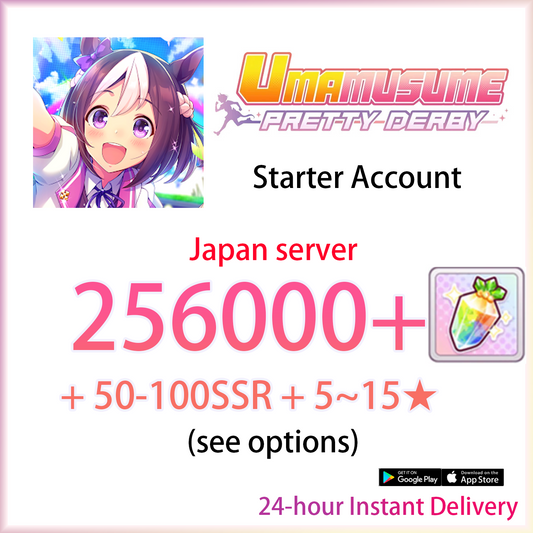 [JP][INSTANT] 256000 Carats + 50~100 SSR + 5~15 3★ | Umamusume Pretty Derby Starter Account (see options)-Mobile Games Starter