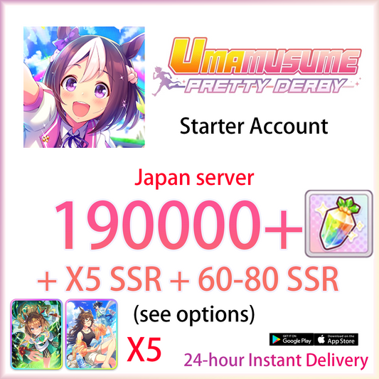 [JP][INSTANT] X5 Efforia As if Guided X5 CB + 195000-200000 Carats + 60-80 SSR + 5~10 3★ | Umamusume Pretty Derby MLB Starter Account (see options)-Mobile Games Starter