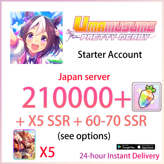 [JP][INSTANT] X5 Innovator Forever Young + 190000-210000 Carats + 60-70 SSR + 3★ | Umamusume Pretty Derby MLB Starter Account (see options)-Mobile Games Starter