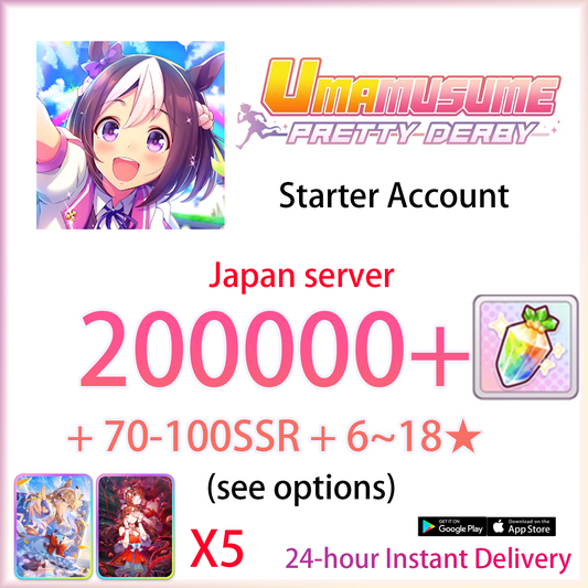 [JP][INSTANT] X5 SSR + 200000 Carats + 70~100 SSR + 3★ | Umamusume Pretty Derby Starter Account (see options)-Mobile Games Starter
