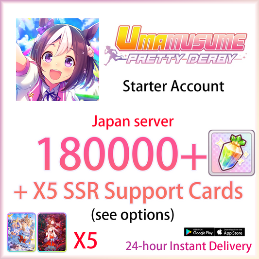 [JP][INSTANT] X5 SSR Support Cards + Carats + SSR + 3★ | Umamusume Pretty Derby Starter Account (see options)-Mobile Games Starter