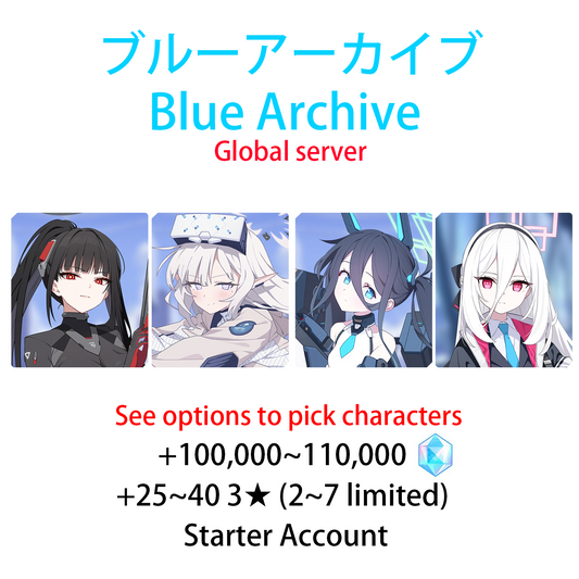 [GLOBAL] Kei Aris Himari Rio Battle + 100000-110000 Pyroxene gems Blue Archive Starter Account (see options for choices)