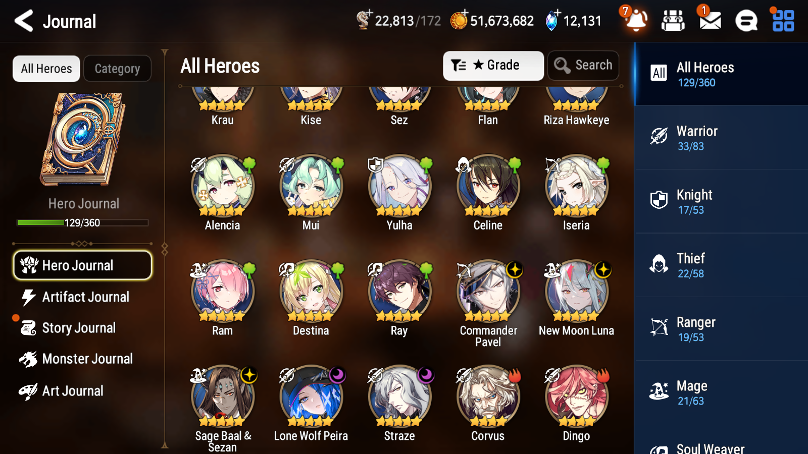 [KOREA][INSTANT] Epic 7 Seven 5ML Peira New Moon Luna Straze Sage Baal Commander Pavel + 52ML pulls Starter Account-Mobile Games Starter