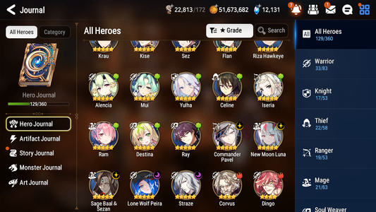 [KOREA][INSTANT] Epic 7 Seven 5ML Peira New Moon Luna Straze Sage Baal Commander Pavel + 52ML pulls Starter Account-Mobile Games Starter