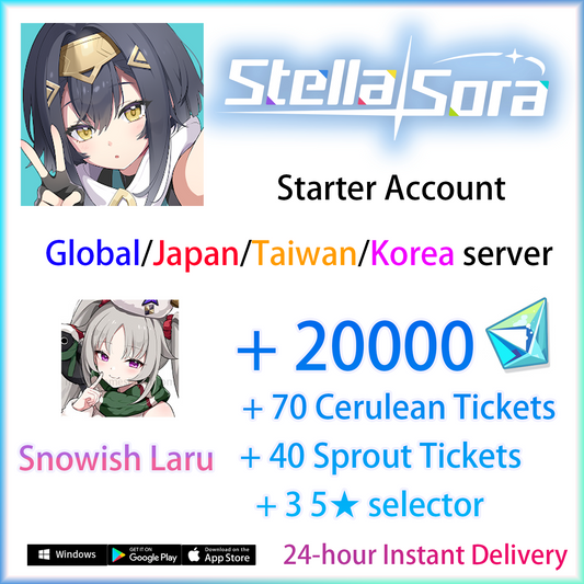 [ALL SERVER] [INSTANT] Snowish Laru + Stellanite Dust + tickets | Stella Sora GLOBAL JAPAN TAIWAN KOREA Gems Starter Account (see options)-Mobile Games Starter
