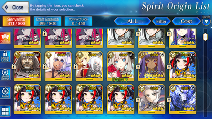 [NA] FGO NP5 Morgan + Rasputin Koyanskaya Oberon Altria Caster Merlin + BG Kscope Fate Grand Order starter account-Mobile Games Starter