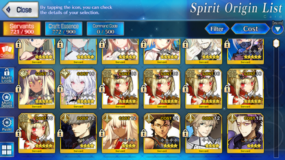 [NA] FGO NP5 Sodom's Beast Draco + Altria Caster Berserker Melusine ruler + Altria Caster Lady Avalon BG Fate Grand Order Castoria starter account-Mobile Games Starter