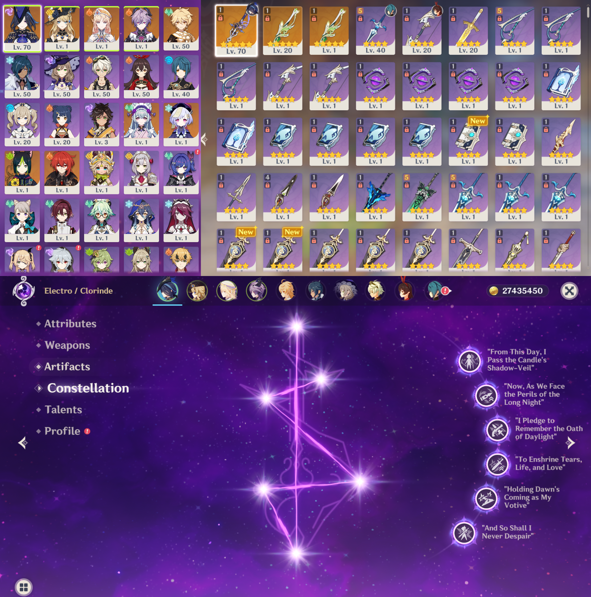 [NA] Genshin Impact C6 Clorinde + BiS Signature Weapon + Navia Nicole Durin AR53 AMERICA Starter Farmed Account-Mobile Games Starter