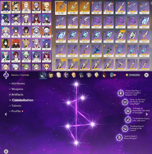 [NA] Genshin Impact C6 Clorinde + BiS Signature Weapon + Navia Nicole Durin AR53 AMERICA Starter Farmed Account-Mobile Games Starter