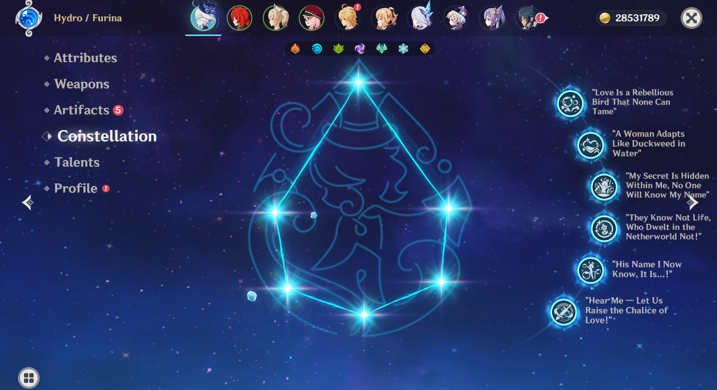 [NA] Genshin Impact C6 Furina + R1 BiS Signature Weapon + Skirk AR52 AMERICA Starter Farmed Account-Mobile Games Starter