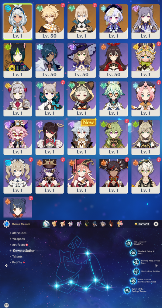 Compte Genshin Impact EU AR57 / Bcp de personnages 5 Compte Genshin Impact EU AR57 / Bcp de personnages 5