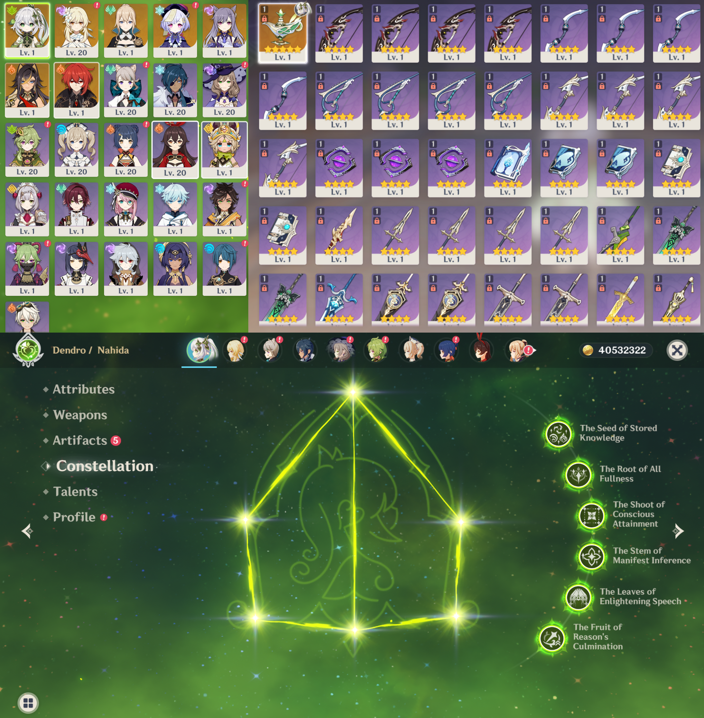 [NA] Genshin Impact C6 Nahida +BiS Signature Weapon + 19 Intertwined Fate AR52 AMERICA Starter Account-Mobile Games Starter