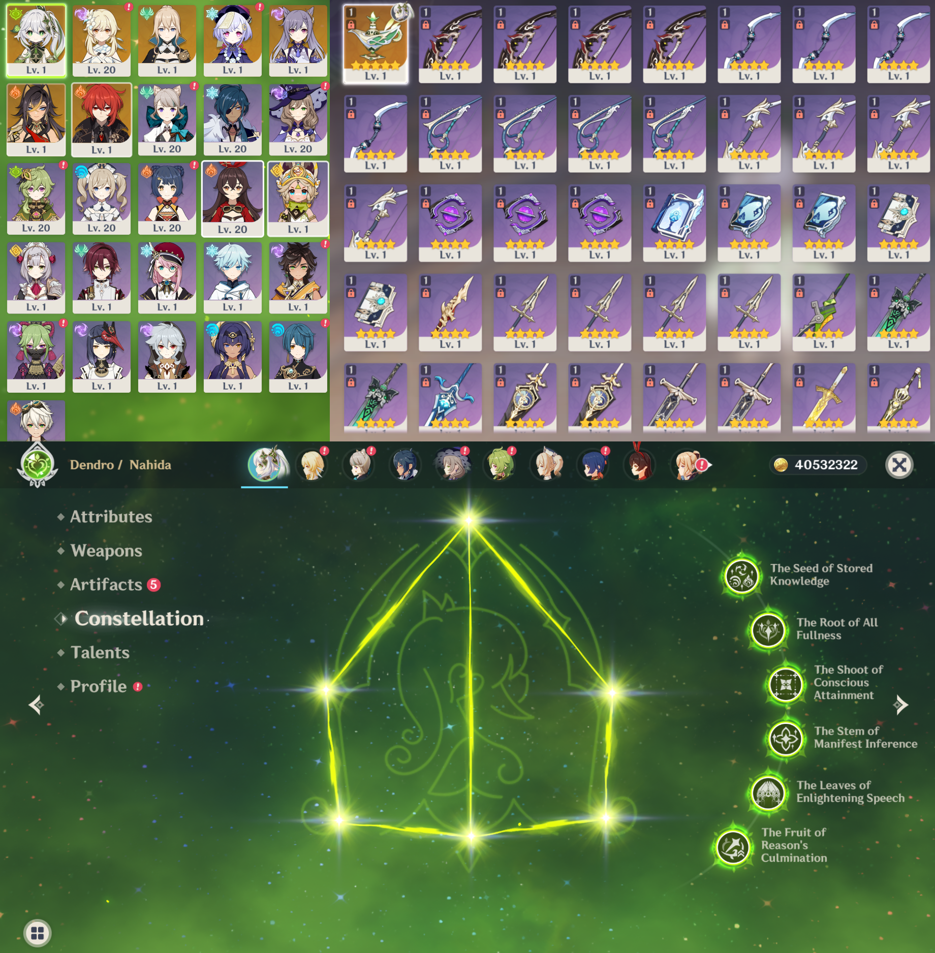 [NA] Genshin Impact C6 Nahida +BiS Signature Weapon + 19 Intertwined Fate AR52 AMERICA Starter Account-Mobile Games Starter