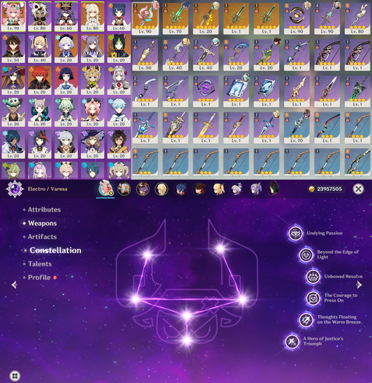 [NA] Genshin Impact C6 Varesa + BiS Signature Weapon LV90 Max Talent + Artifact AR56 AMERICA Starter Farmed Account-Mobile Games Starter