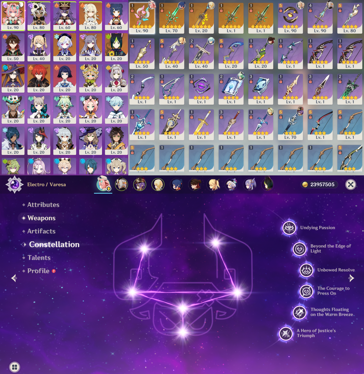 [NA] Genshin Impact C6 Varesa + BiS Signature Weapon LV90 Max Talent + Artifact AR56 AMERICA Starter Farmed Account-Mobile Games Starter