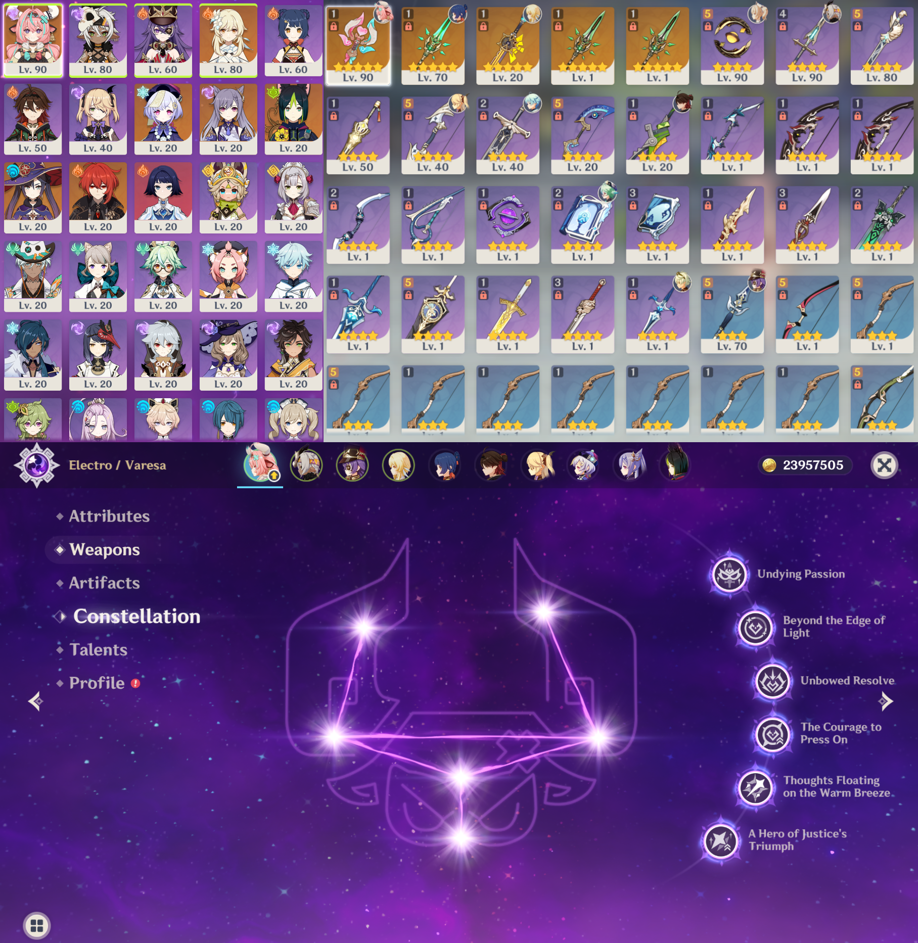 [NA] Genshin Impact C6 Varesa + BiS Signature Weapon LV90 Max Talent + Artifact AR56 AMERICA Starter Farmed Account-Mobile Games Starter