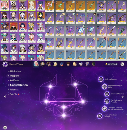 [NA] Genshin Impact C6 Varesa + BiS Signature Weapon LV90 Max Talent + Artifact AR56 AMERICA Starter Farmed Account-Mobile Games Starter