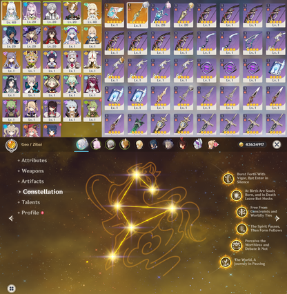 [NA] Genshin Impact C6 Zibai + BiS Signature Weapon AR56 AMERICA Starter Farmed Account-Mobile Games Starter