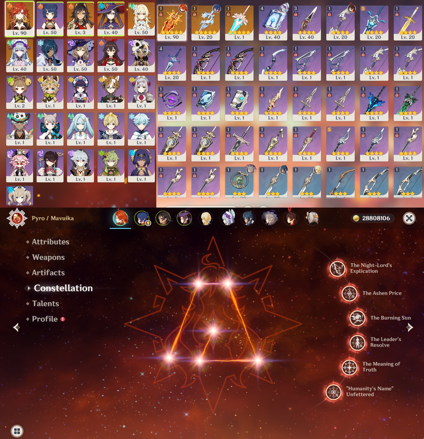 [NA] Genshin Impact LV90 C6 Mavuika + BiS Signature Weapon AR56 AMERICA Starter Farmed Account-Mobile Games Starter