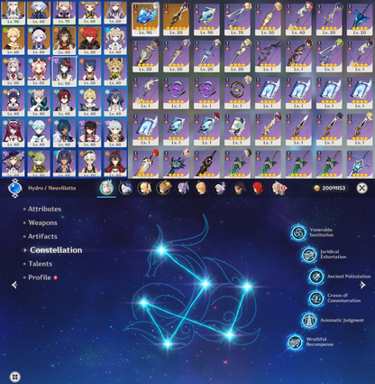 [NA] Genshin Impact LV90 C6 Neuvillette + BiS Signature + Furina AR55 AMERICA Endgame Starter Account-Mobile Games Starter