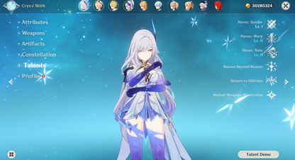 [NA] Genshin Impact LV90 C6 Skirk + BiS Signature Weapon AR54 AMERICA Starter Farmed Account-Mobile Games Starter