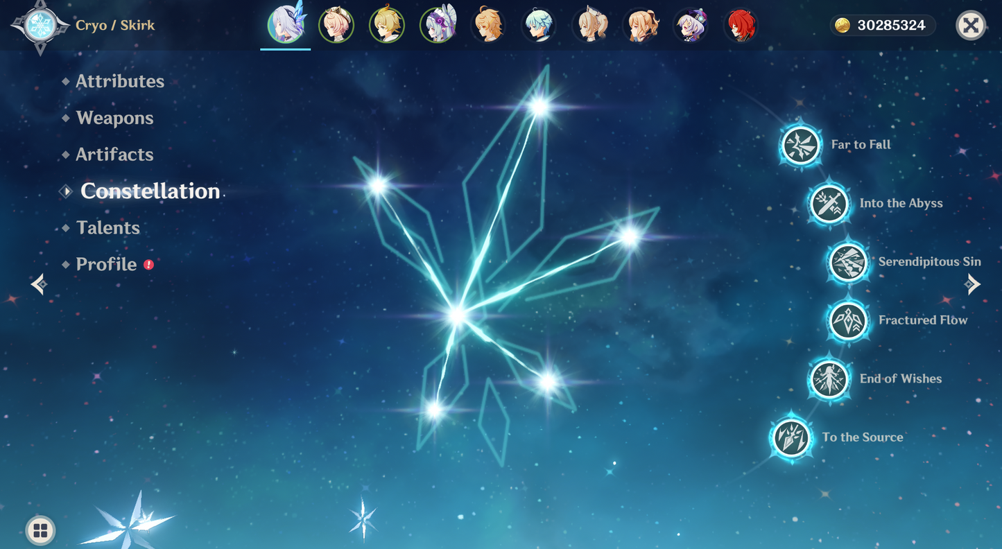 [NA] Genshin Impact LV90 C6 Skirk + BiS Signature Weapon AR54 AMERICA Starter Farmed Account-Mobile Games Starter