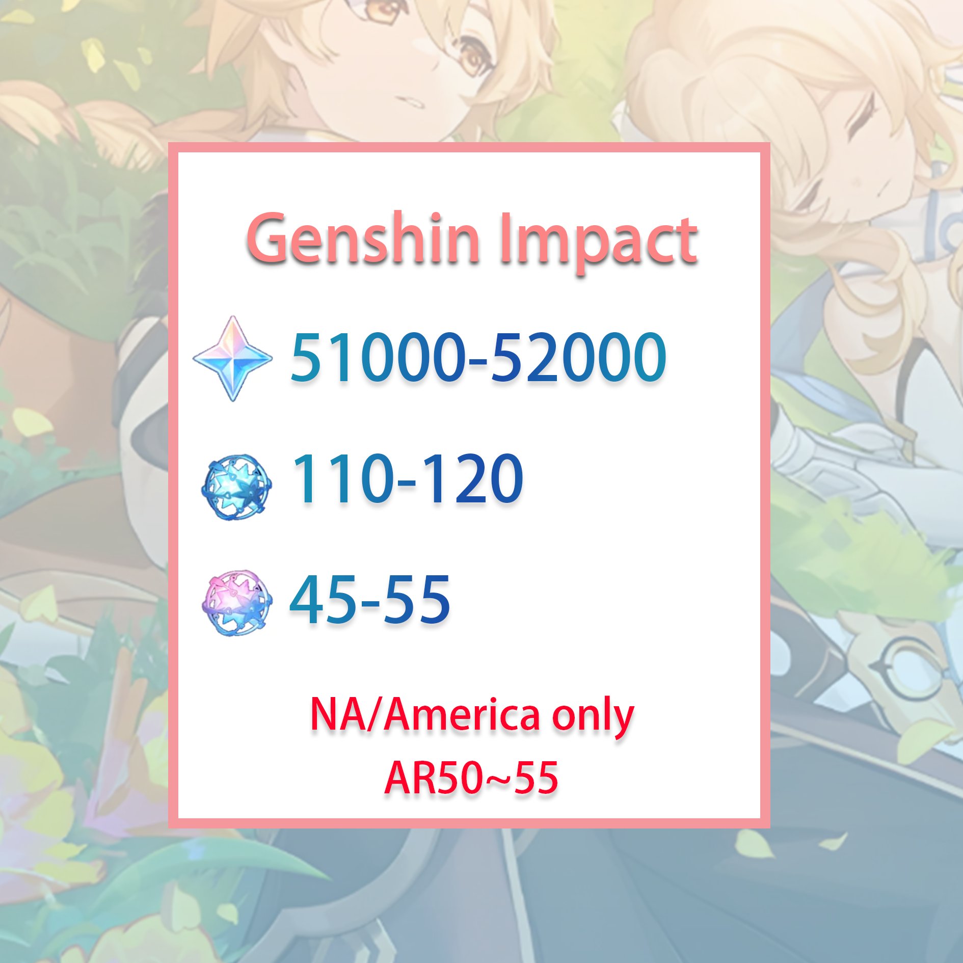 [NA] [INSTANT] Genshin Impact 51000-52000 primogems, Wishes AMERICA Starter Account-Mobile Games Starter