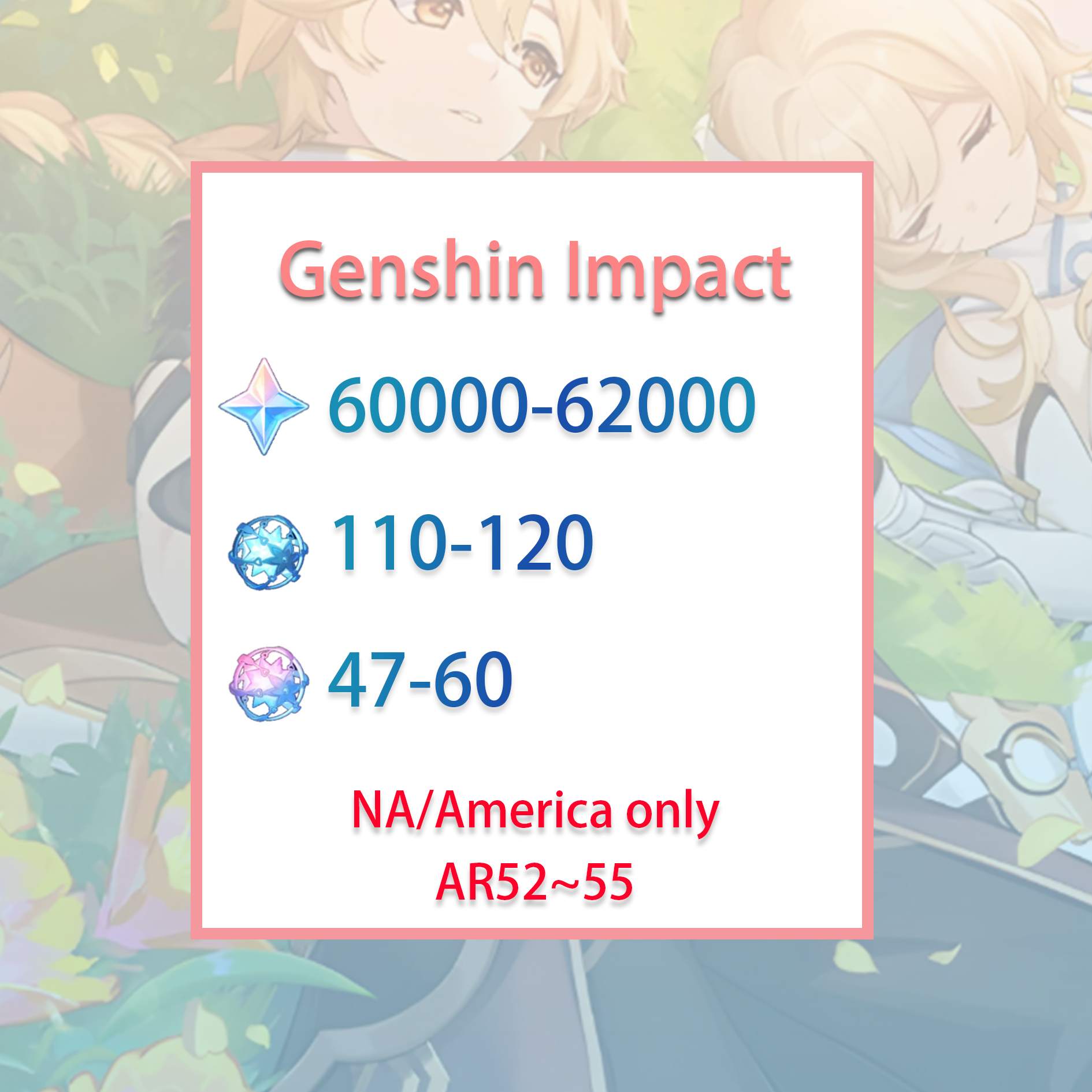 [NA] [INSTANT] Genshin Impact 60000-61000 primogems, Wishes AMERICA Starter Account-Mobile Games Starter