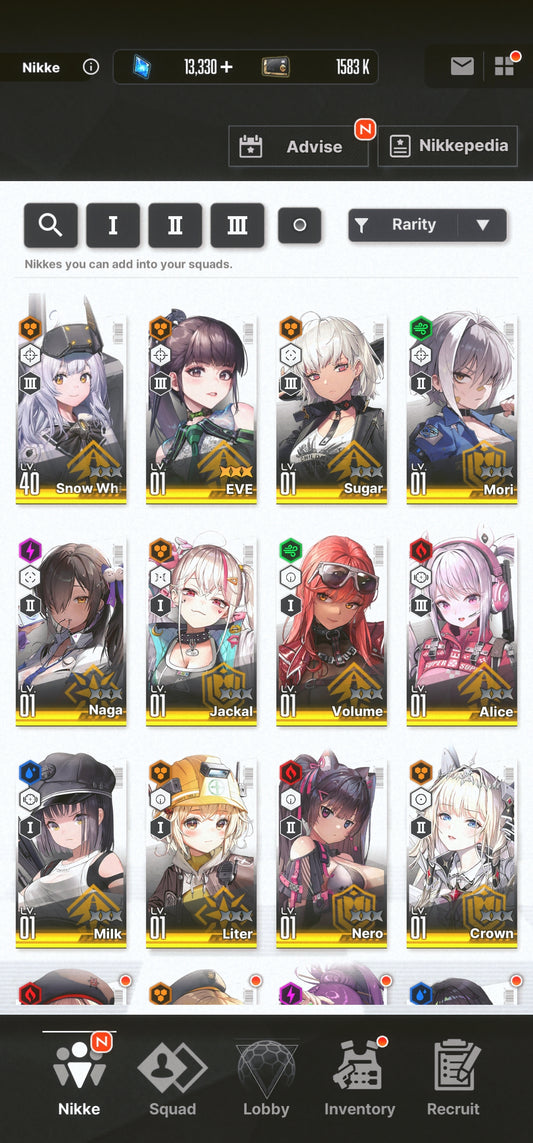 [NA] [INSTANT] NIKKE 12SSR MLB 4X Eve+Crown+Liter+13000 gems GODDESS OF VICTORY Stellar Blade starter account-Mobile Games Starter