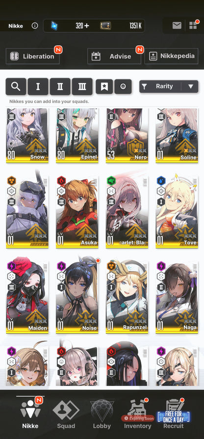 [NA] [INSTANT] NIKKE 28SSR Anis: Star+3Collab Asuka+Rei+Mari+Skin+Liberalio+Crown+Modernia+Red Hood+Skin+Scarlet Black Shadow+Liter+ GODDESS OF VICTORY starter account Evangelion-Mobile Games Starter