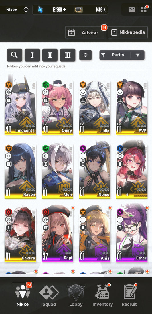 [NA] [INSTANT] NIKKE 9SSR Eve+Raven+12000 gems+30 recruit GODDESS OF VICTORY Stellar Blade starter account-Mobile Games Starter