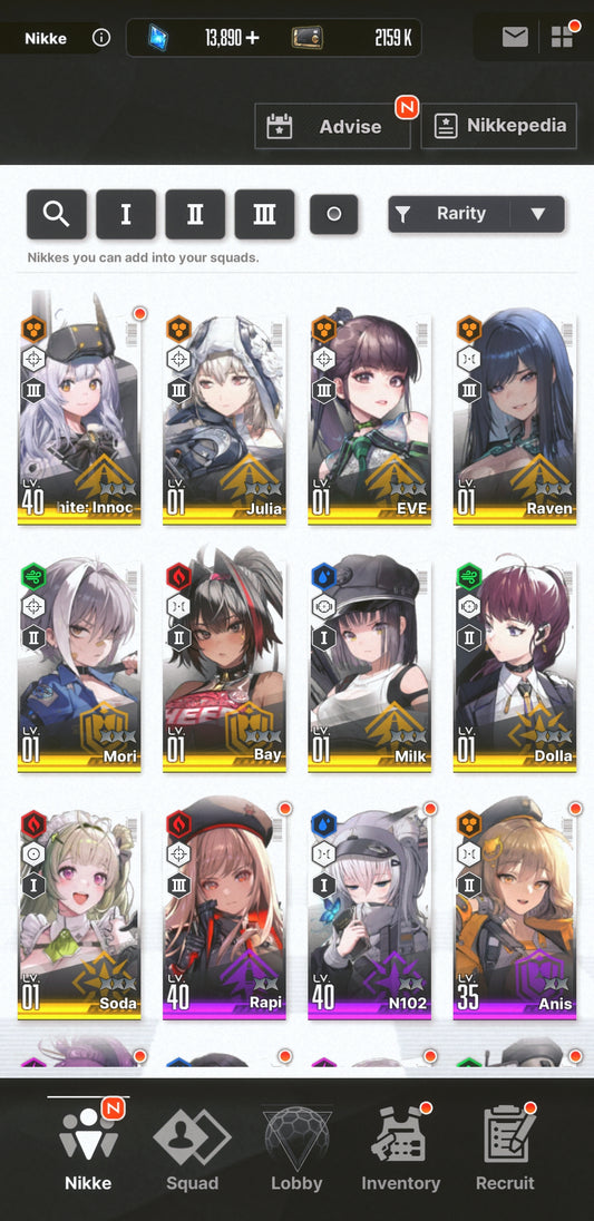 [NA] [INSTANT] NIKKE 9SSR Eve+Raven+13000 gems GODDESS OF VICTORY Stellar Blade starter account-Mobile Games Starter