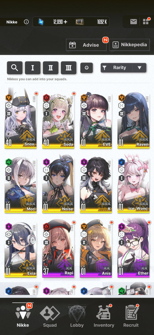 [NA] [INSTANT] NIKKE 9SSR Eve+Raven+K+Bunny Alice+13000 gems GODDESS OF VICTORY Stellar Blade starter account