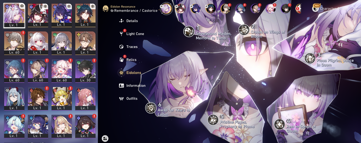 [NA/America] E6 Castorice + etc | Honkai Star Rail Farmed Starter Account-Mobile Games Starter