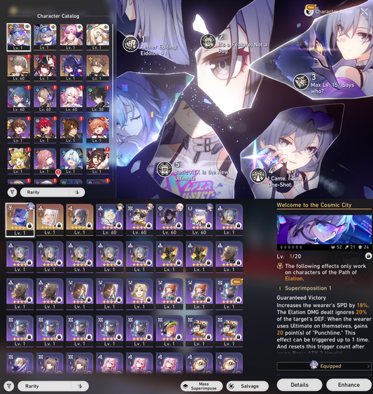 [NA/America] E6 Silver Wolf Lv 999 + Signature Light Cone + Pearl + E1 Silver Wolf + etc | Honkai Star Rail Farmed Starter Account-Mobile Games Starter