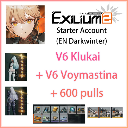 [NA] V6 Voymastina (+Weapon) + V6 Klukai (+Weapon) + Springfield (+Weapon) + 600 Access pulls | GIRLS' FRONTLINE 2: EXILIUM EN Darkwinter Starter Account-Mobile Games Starter