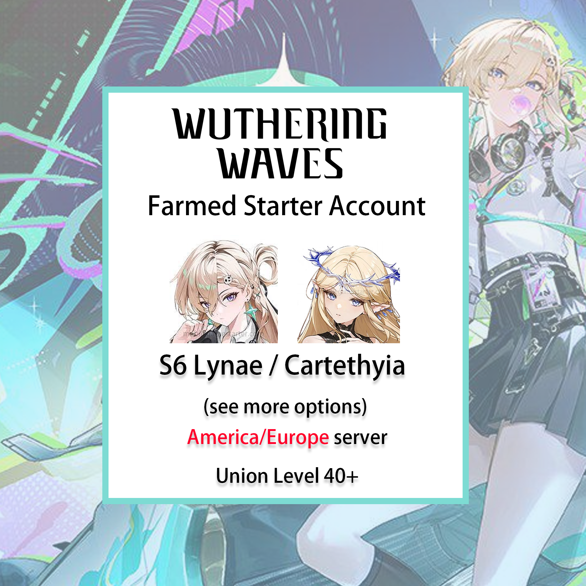 [NA/EU] S6 Lynae / Cartethyia / Signature Weapon | Wuthering Waves America Europe LV40+ Farmed Starter Account-Mobile Games Starter