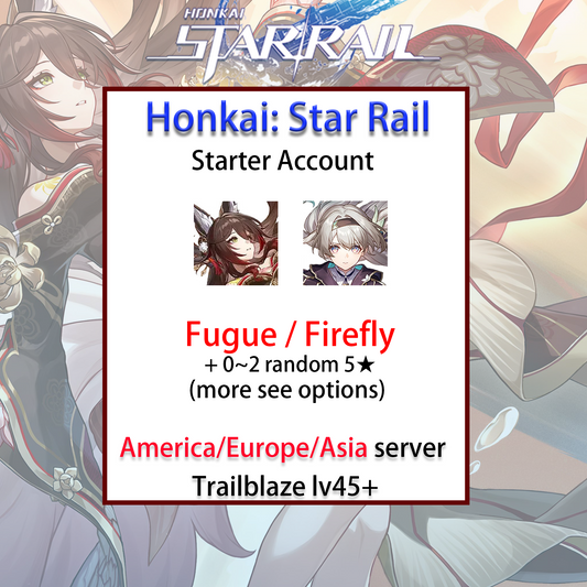 [NA/EU/ASIA] Fugue / Firefly Honkai: Star Rail Tingyun Farmed Starter Account America/Europe/Asia (see options)-Mobile Games Starter