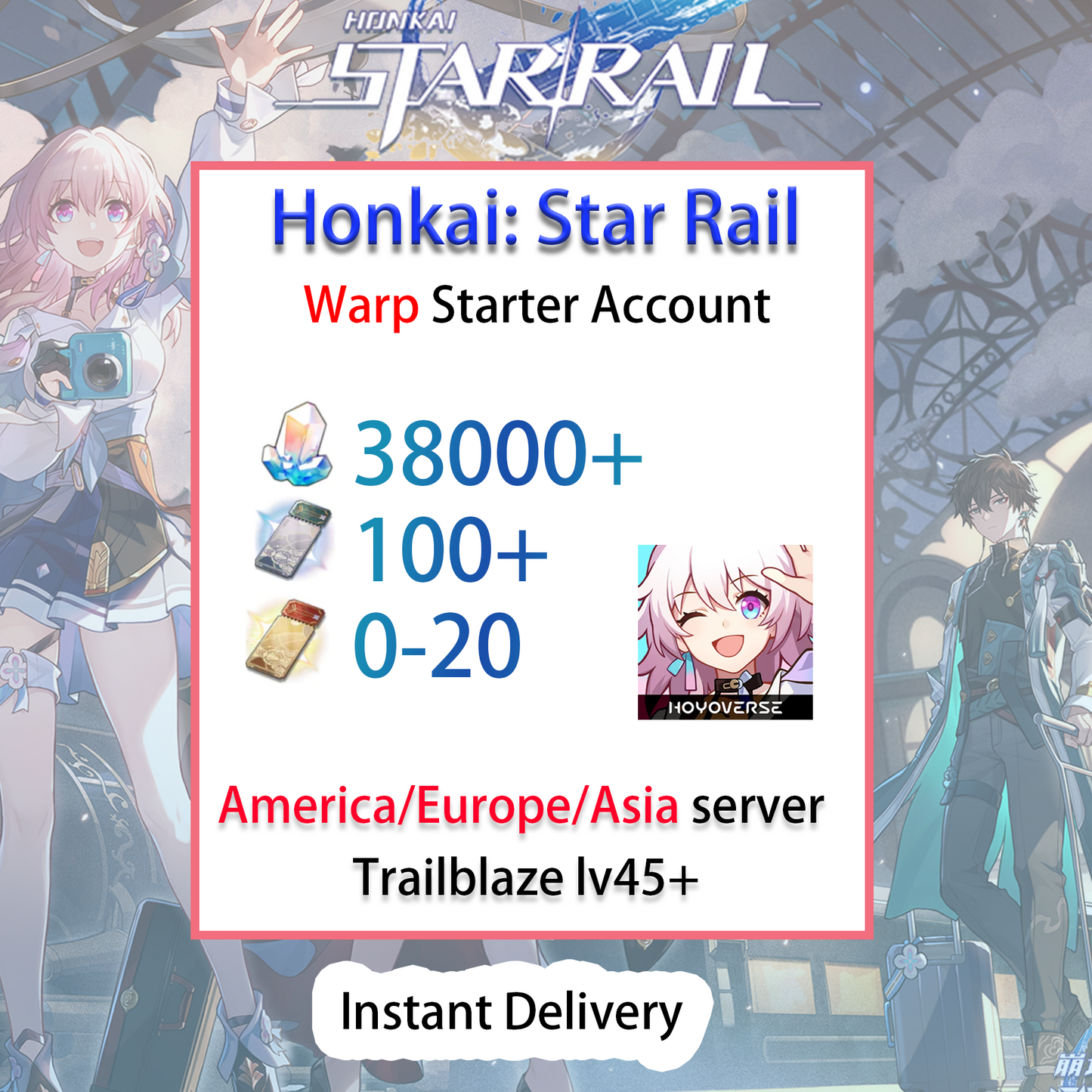 [NA/EU/ASIA][INSTANT] 30000-38000 Stellar Jade Honkai: Star Rail Farmed Starter Account America/Europe/Asia (see options)-Mobile Games Starter