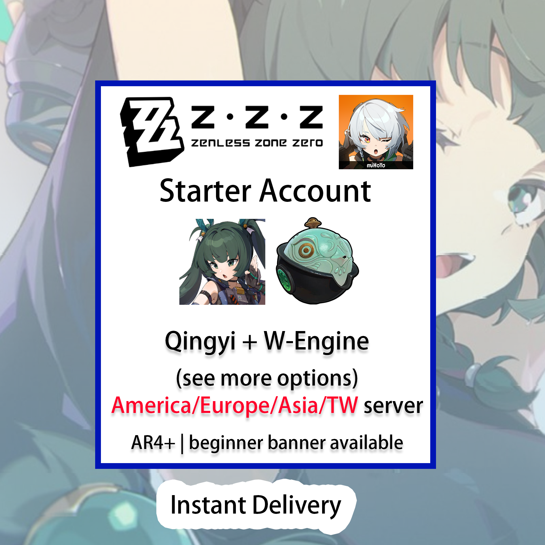 [NA/EU/ASIA] Qingyi + Signature/Ice-Jade Teapot | Zenless Zone Zero ZZZ Starter Account America/Europe/Asia/TW (see options)-Mobile Games Starter